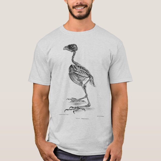 Skelett- etsning för vintagebebisfågel tee shirt (Framsida)