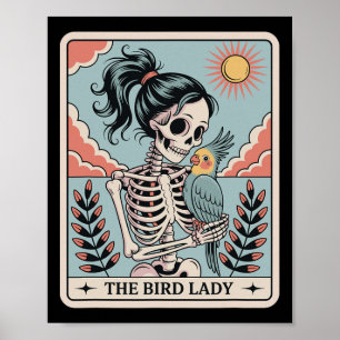 Skelett Fågeldamen Tarotkort Skelett Halloween Poster