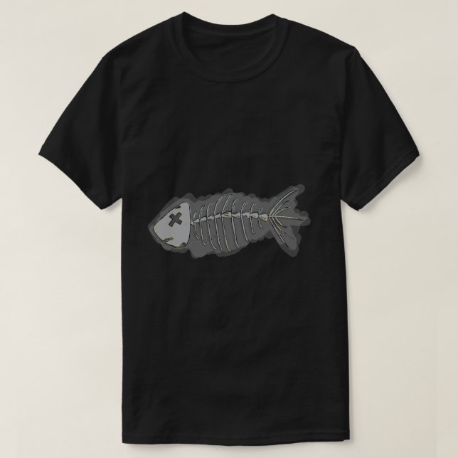 Skelett Fisk Ben Halloween T-Shirt (Design framsida)