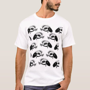 Skelett Fisk Svart Vit Halloween T Shirt
