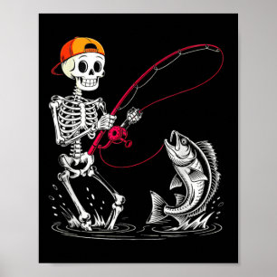 Skelett Fiske Halloween Kostym Roligt Fiske B Poster