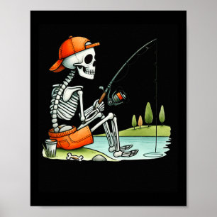 Skelett Fiske Halloween Kostym Roligt Fiske B Poster