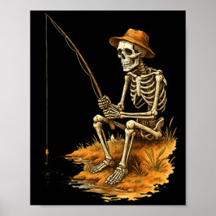 Skelett Fiske Rolig Halloween Kostym Män Kvinnor Poster