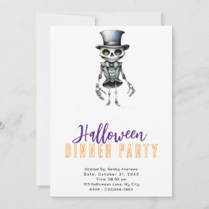 Skelett Flitig Topp Hatt Halloween Middagsparty Inbjudningar