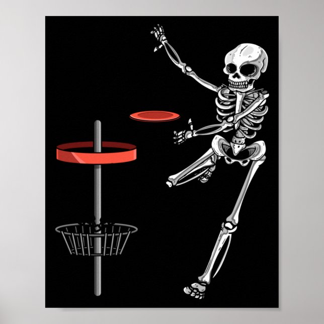 Skelett flygande disk golf Halloween frisbee lätt Poster (Framsidan)