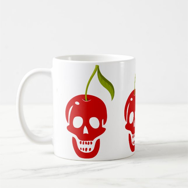skelett för skallkörsbär halloween gothet kaffemugg (Vänster)