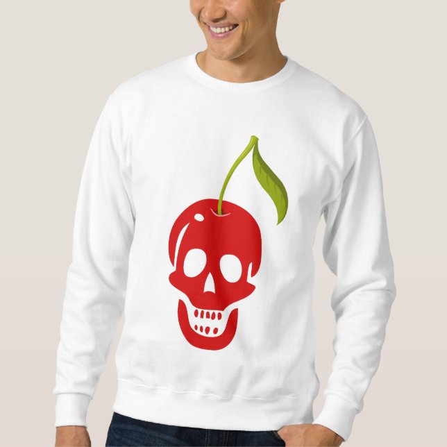 skelett för skallkörsbär halloween gothet lång ärmad tröja (Framsida)