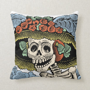 Skelett för vintageCatrina day of the dead Kudde