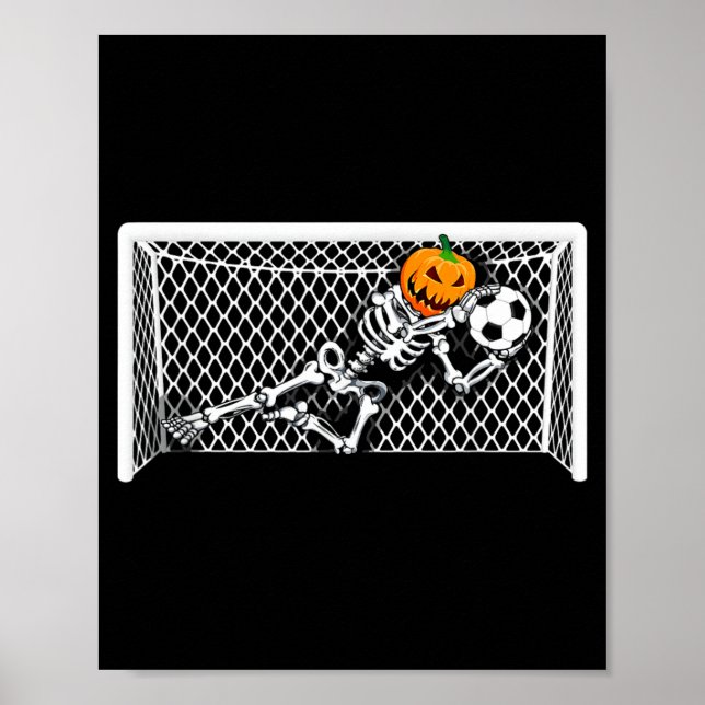 Skelett Fotbollsmålvakt Halloween-pumpa Poster (Framsidan)