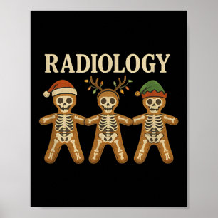 Skelett Gingerbread Radiologi Jul Högtid X Poster