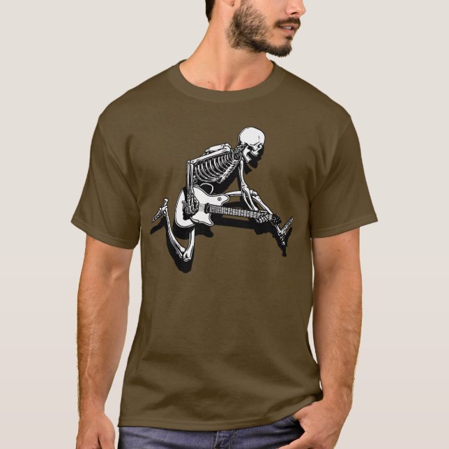 Skelett- gitarristhopp tee (Framsida)