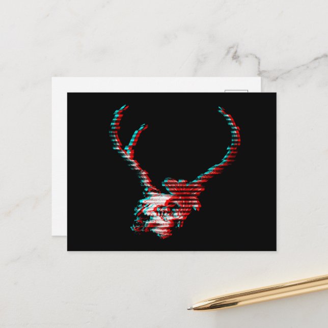 Skelett Glitch Vykort (Fram/Back In Situ)