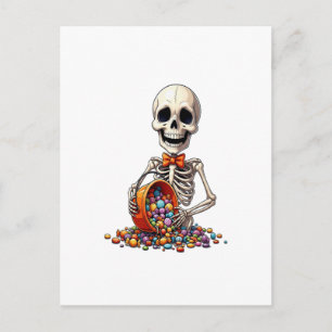 Skelett Godis Skål Halloween Vykort