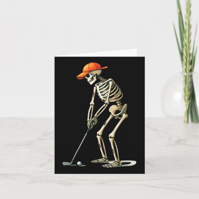 Skelett Golf Halloween Golfare Golfspelare Rollig  Kort (Framsida)