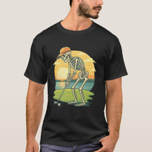 Skelett Golf Halloween Golfare Golfspelare Rollig T Shirt