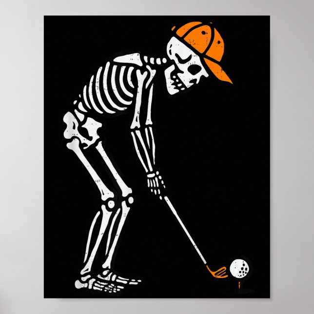 Skelett Golf Halloween Golfer Kostym Pappa Mäns Bo Poster (Framsidan)