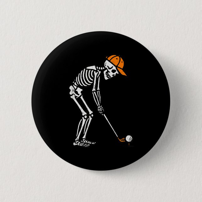Skelett Golf Halloween Golfspelare Kostym Pappa Mä Knapp (Framsida)