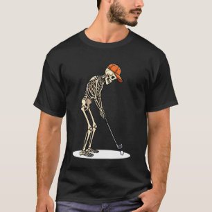 Skelett Golfare Rolig Golf Halloween Kostym T Shirt