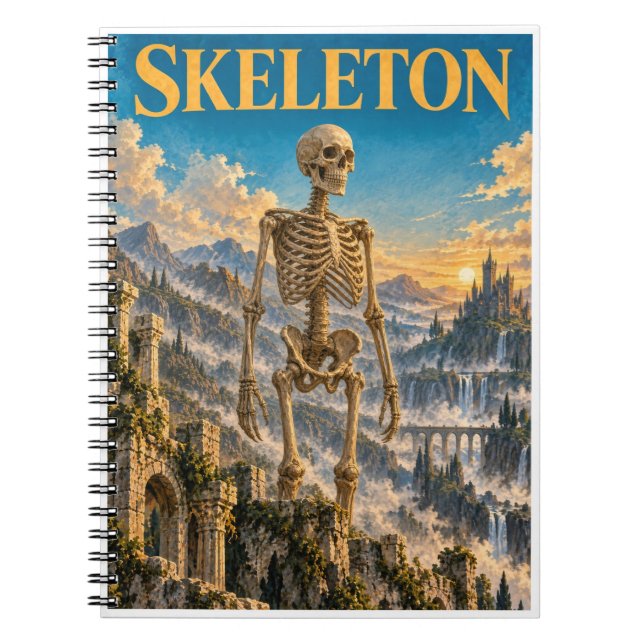 Skelett, gotisk fantasimonster anteckningsbok (Framsidan)