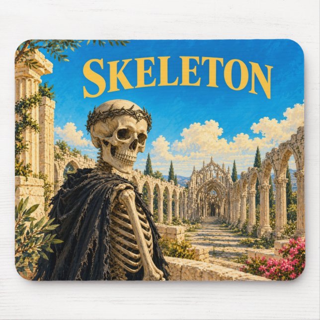 Skelett, gotisk fantasimonster musmatta (Framsidan)