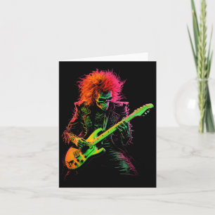 Skelett Grafisk T-shirt Spelar Gitarr Rockband Hal Kort