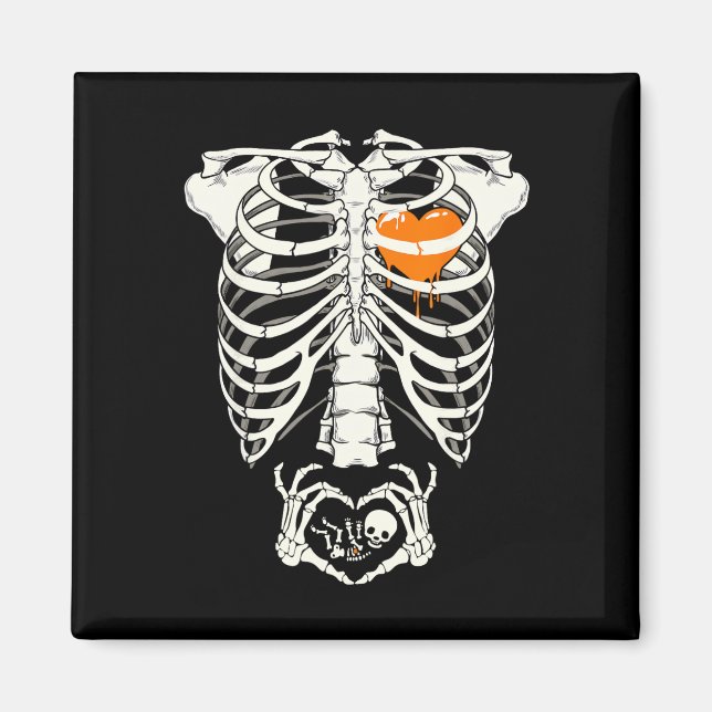 Skelett Gravid Annonsering Ny Mamma Halloween  Magnet (Framsidan)