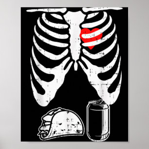 Skelett Graviditet Taco Öl Röntgen Halloween Snart Poster