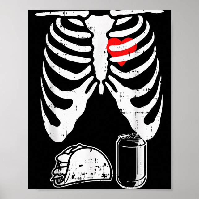 Skelett Graviditet Taco Öl Röntgen Halloween Snart Poster (Framsidan)