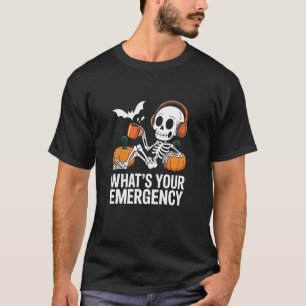 Skelett Halloween-dispatcher 911-operatör Allmänhe T Shirt