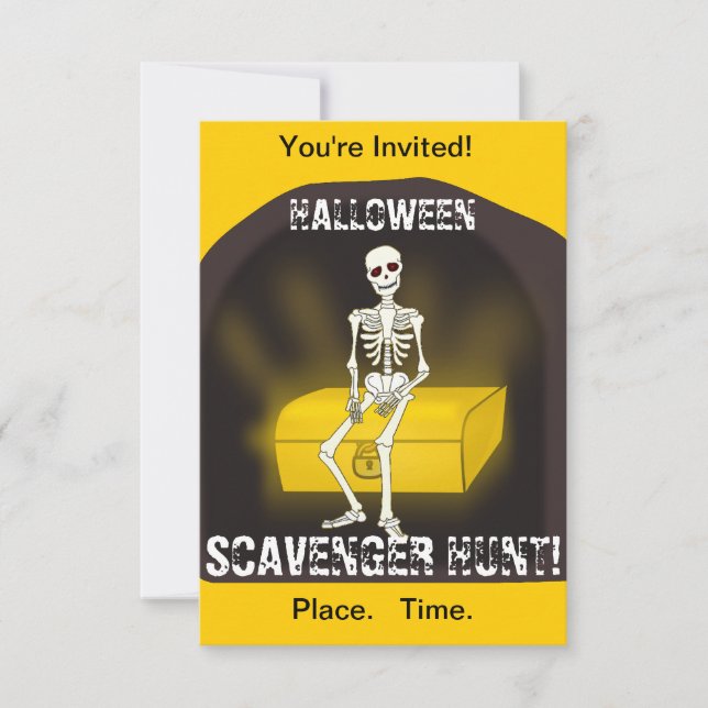 Skelett- halloween festinbjudan inbjudningar (Framsida)