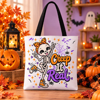 Skelett Halloween-handväska 'Creep It Real' Tygkasse