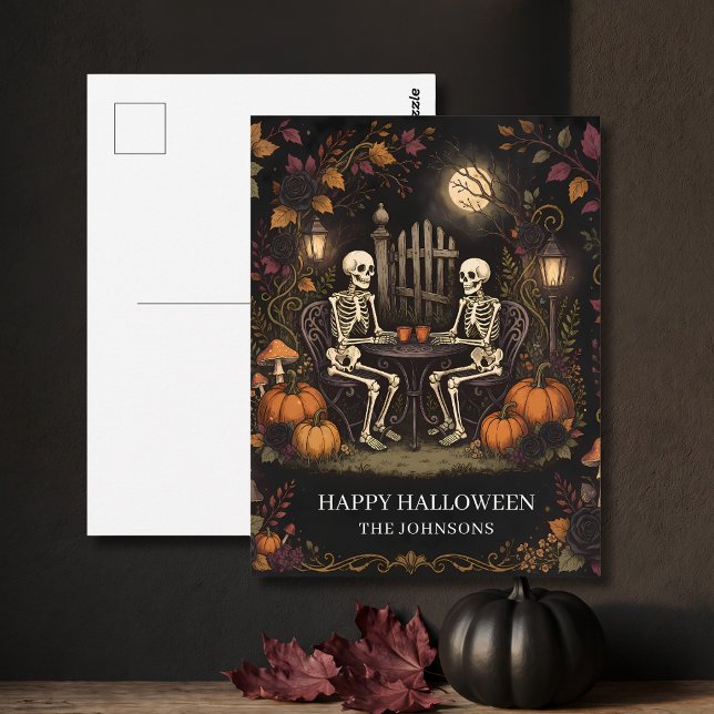 Skelett Halloween Kväll Vykort (Skapare uppladdad)