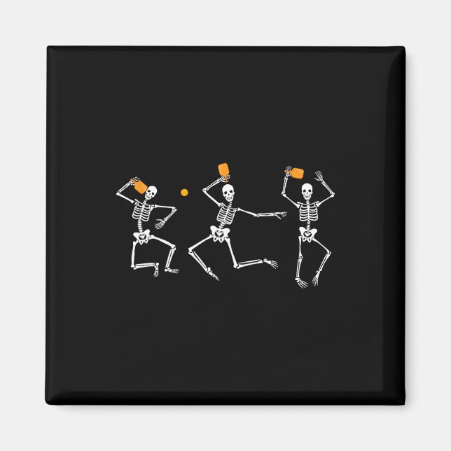 Skelett Halloween Pickleball  Magnet (Framsidan)