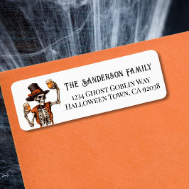 Skelett Halloweenfestadress Returadress Etikett