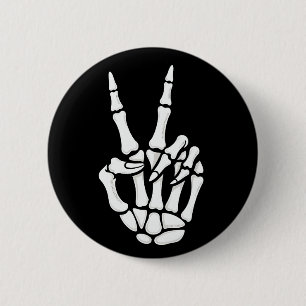 Skelett Hand Fredstecken Cool Halloween Knapp
