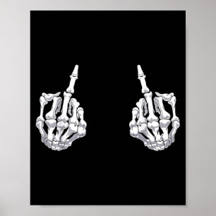 Skelett Hand Halloween Ben Mellanfinger Skalle Poster