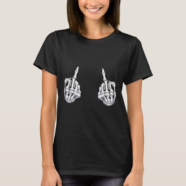 Skelett Hand Halloween Ben Mittenfinger Skalle T Shirt (Framsida)