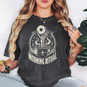 Skelett Hand Kaffe Munkring Morgonritual T Shirt