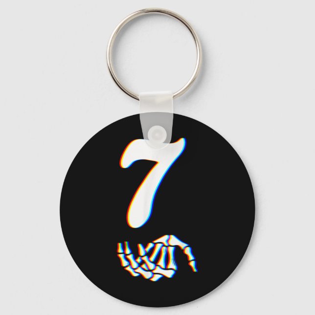 Skelett Hand Nummer 7 Matchande 67 Meme Halloween  Nyckelring (Framsida)