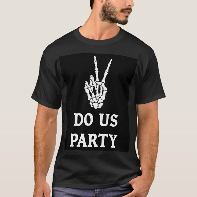 Skelett Hand Rock Party Tecken Stil T Shirt (Framsida)