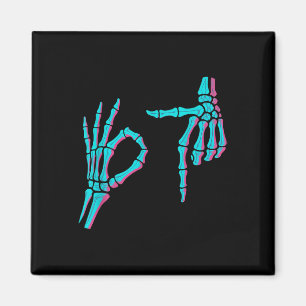 Skelett Hand Rolig Sex Sju 6 7 Meme 67 Halloween Magnet