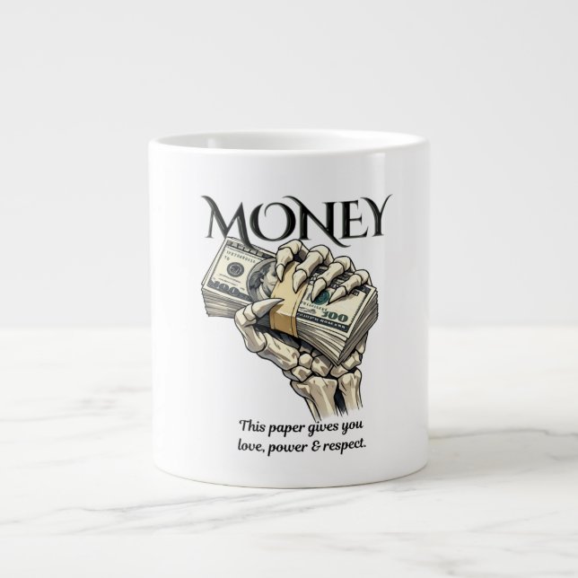 Skelett Hand som Håller Kontanter Grafisk Design Jumbo Mugg (Framsidan)