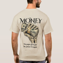 Skelett Hand som Håller Kontanter Grafisk Design T Shirt