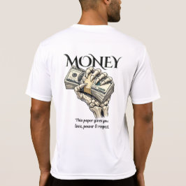 Skelett Hand som Håller Kontanter Grafisk Design T Shirt