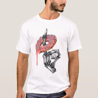 Skelett Hand som Håller Munk – Rolig Gotisk Matmat T Shirt