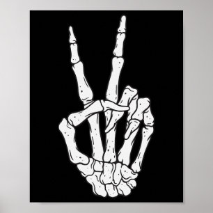 Skelett händer fredstecken kärlek Halloween kostym Poster