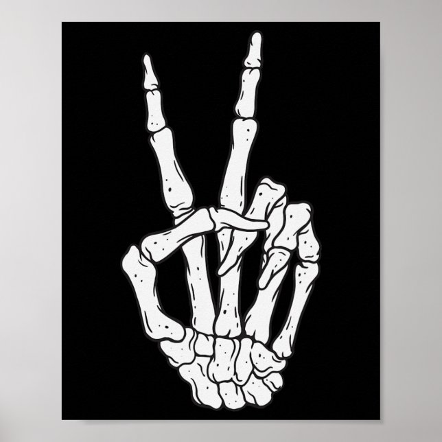 Skelett händer fredstecken kärlek Halloween kostym Poster (Framsidan)