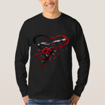 Skelett händer hjärta ros T-shirt
