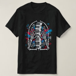 Skelett-händer som spelar pianografitti-konst t shirt