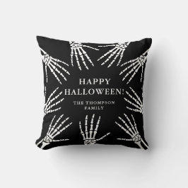 Skelett-hands familjenamn God Halloween Svart Kudde